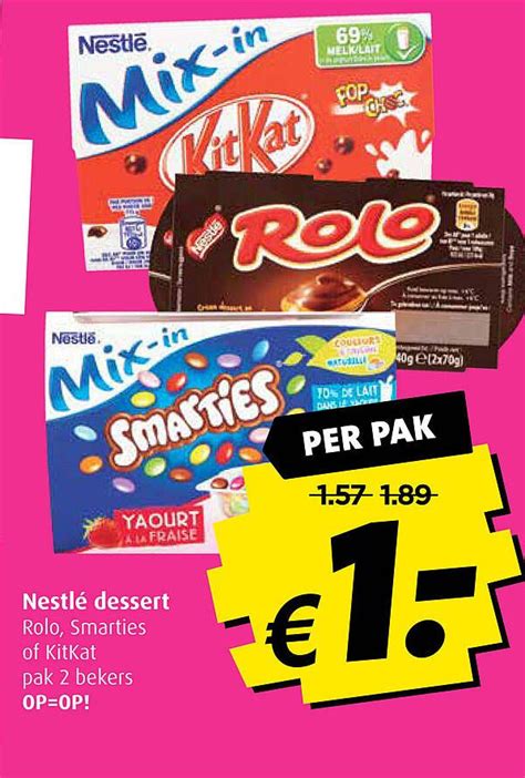 Nestl Dessert Rolo Smarties Of Kitkat Aanbieding Bij Boni