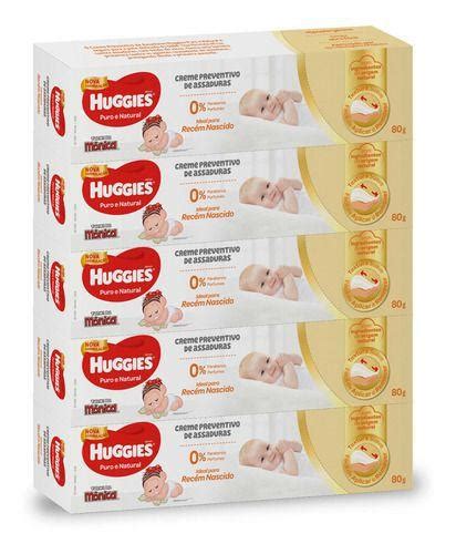 Kit 5x Huggies Creme Assaduras Recem Nascido Puro E Natural 80g Creme