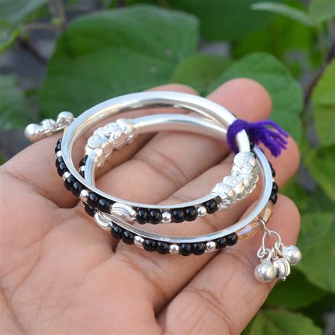 Mothers Day Nazariya Baby Silver Bangle Silver Beads Bangle Etsy