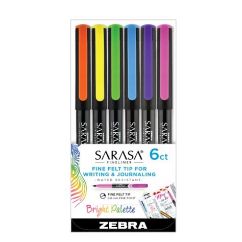 Sarasa Fineliner Felt Tip Pens Bright Palette 6 Ct 0 8 Mm Kroger