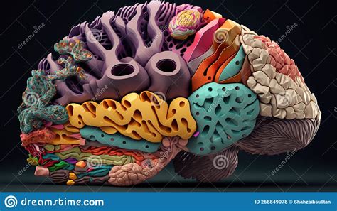 Human Brain Anatomy Color Coded Stock Illustration - Illustration of ...