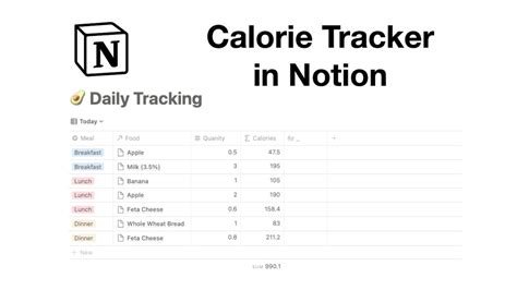 Notion Calorie Tracker Template