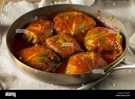 Homemade Beef Stuffed Cabbage Rolls with Tomato Sauce Stock Photo - Alamy