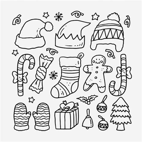 Colecci N De Doodle De Navidad Dibujado A Mano Vector Premium