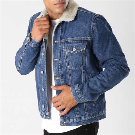 Diesel Veste Jean Col Mouton Gioc 00siuy 0cauf Bleu Denim