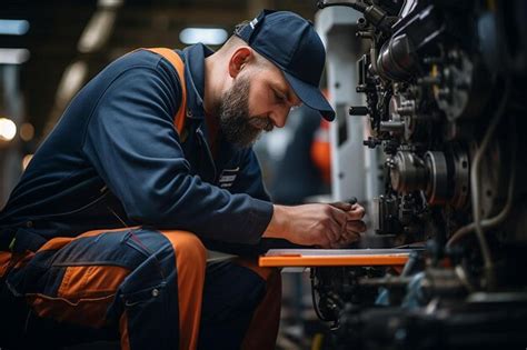 Premium Photo Technician Troubleshooting Machinery In Factory