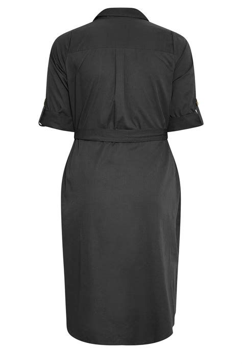 Yours Plus Size Black Utility Short Sleeve Shirt Dress Yours Clothing