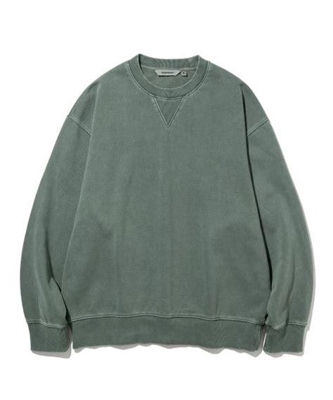 MUSINSA公式 UNIFORM BRIDGE basic dyeing sweatshirt pigment green