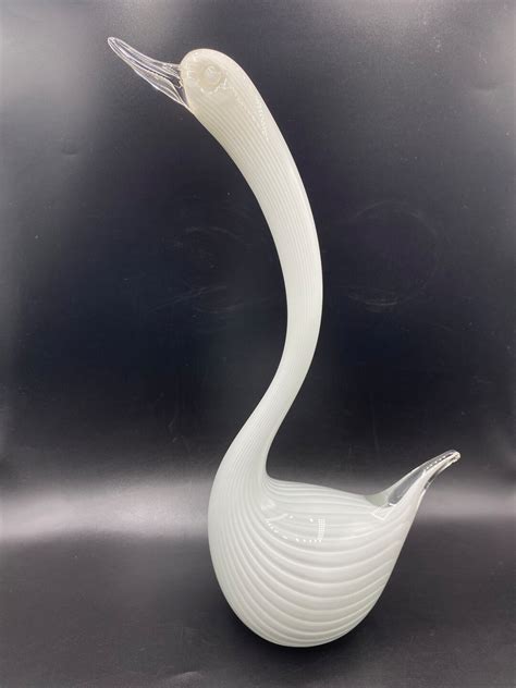 Vintage Formia Vetri Di Murano Glass Large White Art Glass Swan