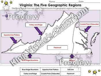 Regions of Virginia: The Five Geographical Regions of Virginia Cut and Paste