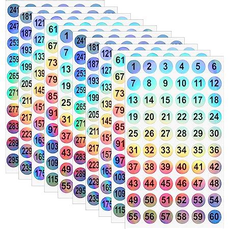 Dadabig 50 Blatt Zahlen Runder Aufkleber Selbstklebende Nummerierte