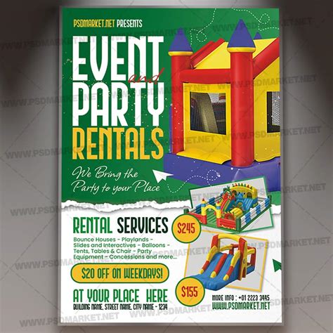 Party Rentals Card Printable Template Flyer PSD PSDmarket