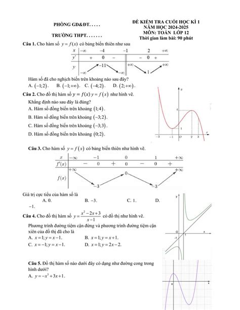 Đề thi học kì 1 môn Toán 12 năm 2024 2025 sách Kết nối tri thức với