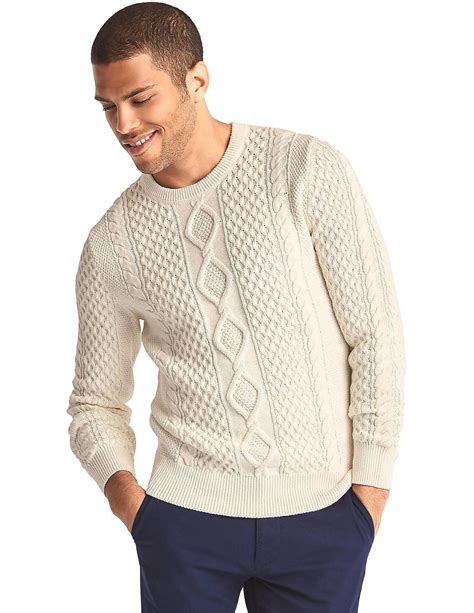 Buy Gap Men White Chunky Cable Knit Sweater Nnnow