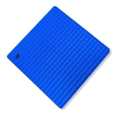 Kit Pares Descanso Panela Silicone Resistente Quadrado Cor Azul