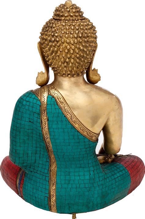 19 Tibetan Buddhist Lord Buddha In Earth Touching Gesture In Brass