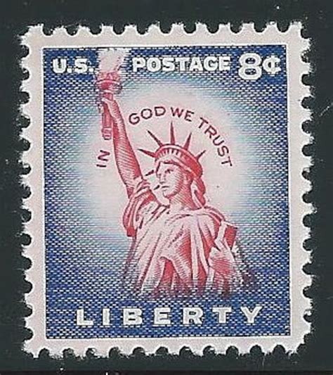 8 Cent Statue Of Liberty Stamp Issued 1956 Vintage Unused