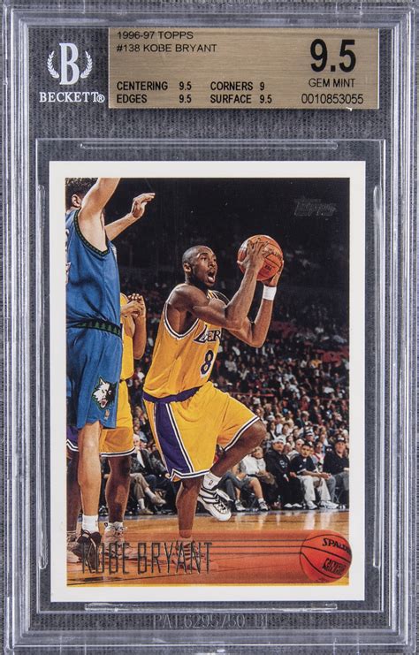 Lot Detail 1996 97 Topps 138 Kobe Bryant Rookie Card BGS GEM MINT 9 5