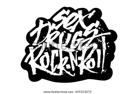 Sex Drugs Rocknroll Sticker Modern Calligraphy Stock Vector Royalty