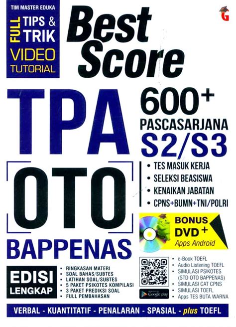 Jual Buku Best Score TPA OTO Bappenas 600 Karya Tim Master Eduka