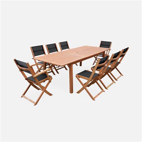 Salon De Jardin En Bois Extensible Almeria Table Cm Avec