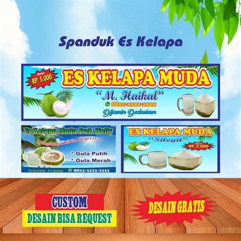 Jual Spanduk Banner Es Kelapa Desain Gratis Custom Shopee Indonesia