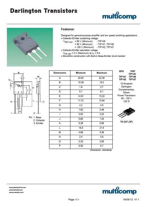 Tip Datasheet Pdf Multicomp