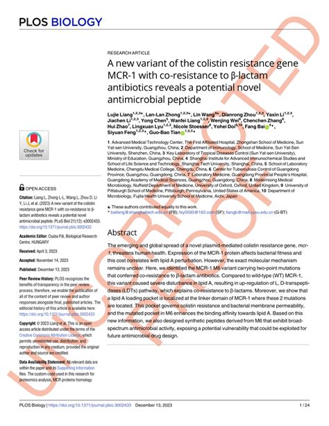 PDF A New Variant Of The Colistin Resistance Gene MCR 1 With Co