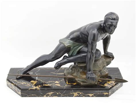 Jean De Roncourt French Art Deco Hunter Sculpture Circa 1925 For Sale