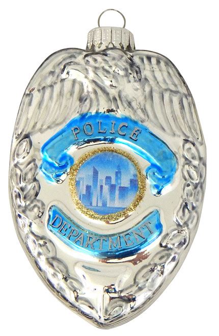 Christmas By Krebs Police Badge Holiday Ornament Glass Mary B