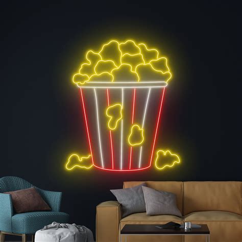 Popcorn Neon Sign Popcorn Neon Light - Handmadet