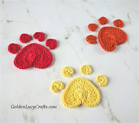 Ravelry Heart Paw Print Applique Pattern By Goldenlucycrafts