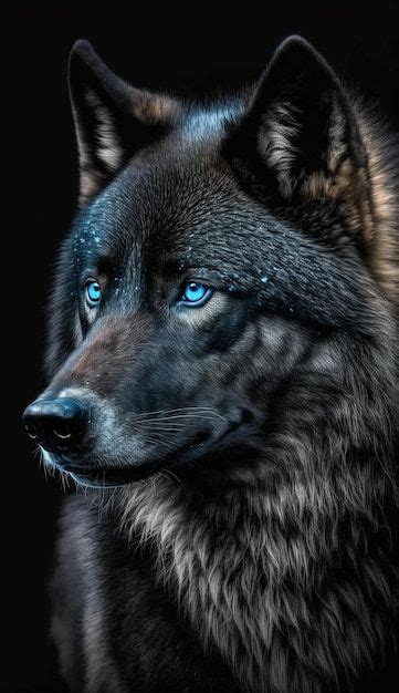 Black Wolf With Blue Eyes