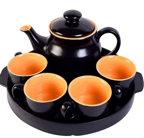 Plain Black Ceramic Tea Pot Set, For Office And Home at Rs 1200/set in ...