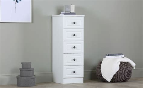 Pembroke White Narrow Chest Of Drawers 5 Drawer Only £12999