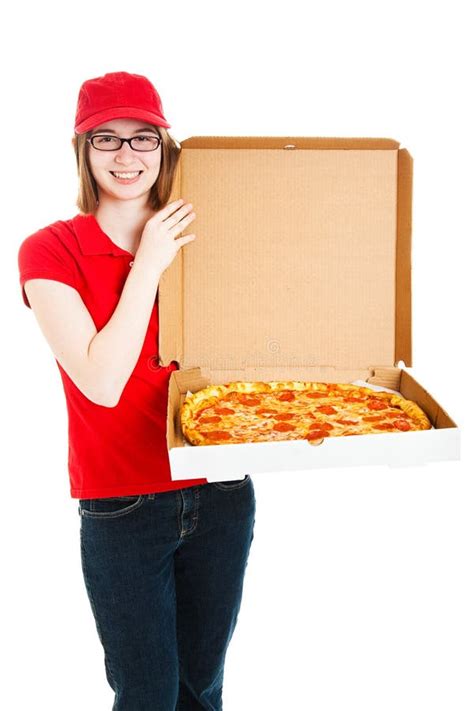 Pizza Girl Makes Delivery Stock Image Image Of Caucasian 27205129