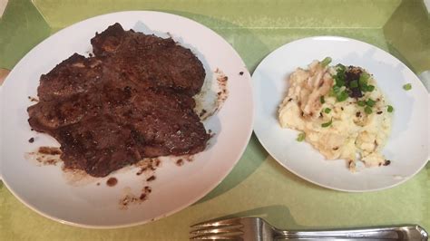 Homemade Medium Rare Porterhouse Steak With Garlic Mashed Potatoes Rfood