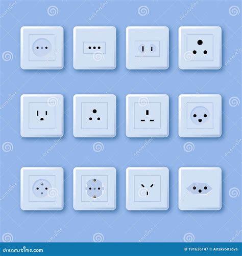 Prise Lectrique Ic Ne De Type Diff Rent Socket Set Vectoriel Isol