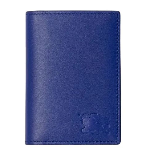 Burberry Leather Ekd Bifold Card Holder Blue Editorialist