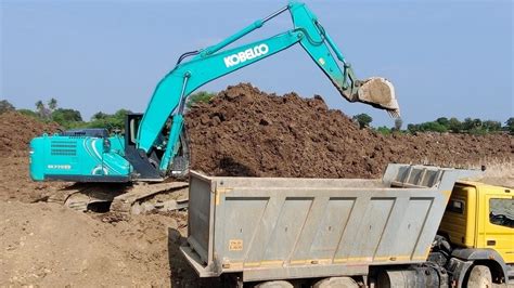 Bharat Benz Vs Kobelco Excavator Kobelco Fully Mud Loaded To Dump