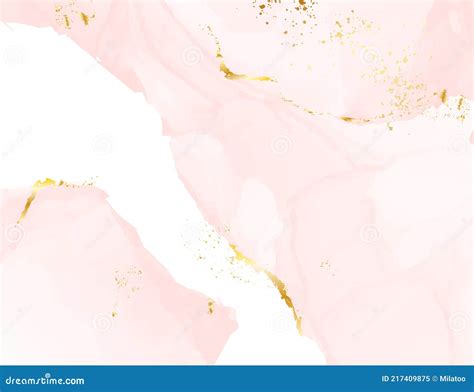 Blush Pink Watercolor Painting Gold Foil Texture Acrylic Ink