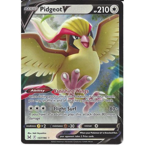 Pokemon Trading Card Game 137196 Pidgeot V Rare Holo V Card Swsh