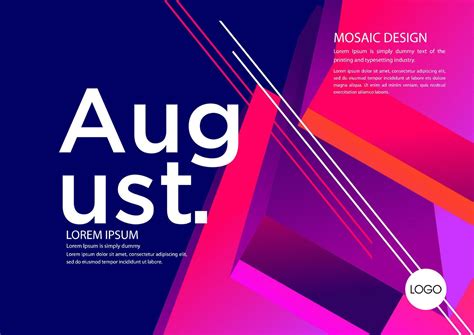 august calendar template with geometric shapes 28894806 Vector Art at ...