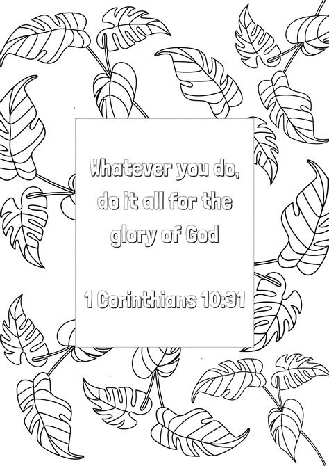 Bible Verse Colouring In - 1 Corinthians 10:31 - Free Bible Worksheets