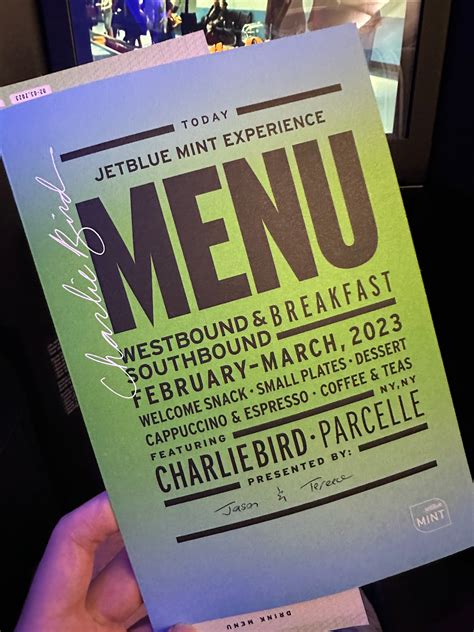 Jetblue Mint A3211 A Menu Uponarriving