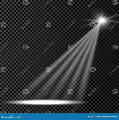 Spotlight Projector, Light Effect with White Rays. Stock Vector - Illustration of empty ...