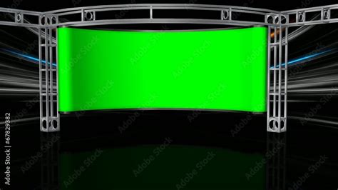 Virtual Studio Background with green screen Wall Stock Video | Adobe Stock