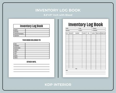 Inventory Log Book Kdp Interior Vector Art At Vecteezy