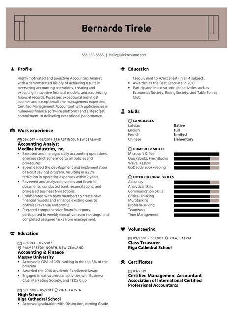 Accounting Analyst Resume Sample Kickresume