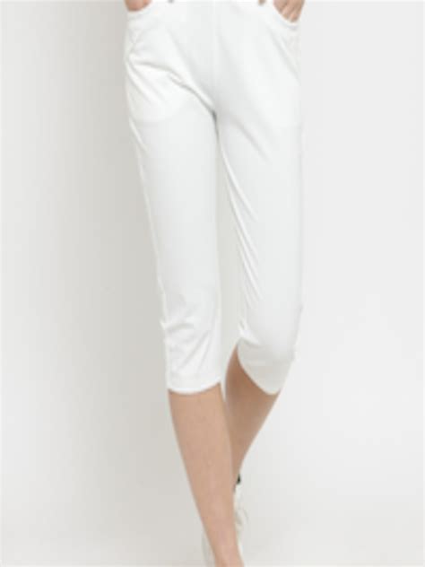 Buy Global Republic Women White Solid Regular Fit Capris Capris For